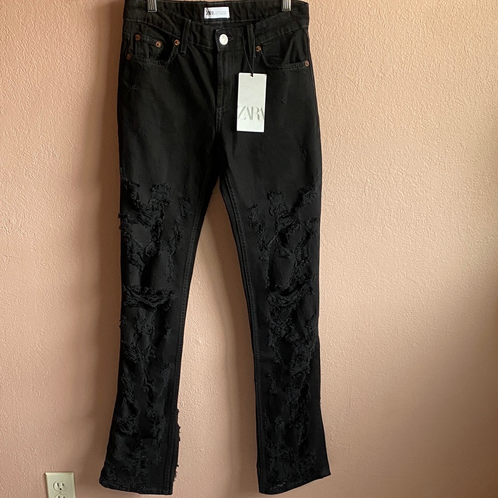 ZARA  Women's Black Straight Leg Jeans